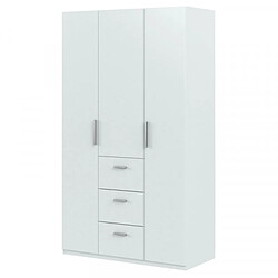 Dansmamaison Armoire 3 portes battantes + 3 tiroirs Blanc - YANI