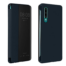 Avizar Housse Huawei P30 Étui Grande Fenêtre Translucide Coque Rigide bleu nuit