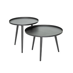 Lot de 2 tables basses gigognes rondes en aluminium grises Antiparos - Jardiline