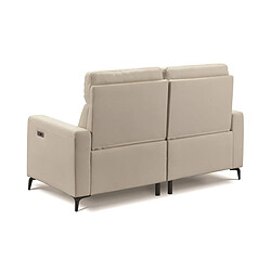 Pegane Canapé de 3 places (2 relax électriques) en tissu New Nobuck couleur Beige - Longueur 180 x Profondeur 86 x Hauteur 108 cm