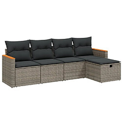 Maison Chic Ensemble de 5 Tables et chaises d'extérieur avec coussins,Salon de jardin gris résine tressée -GKD577659