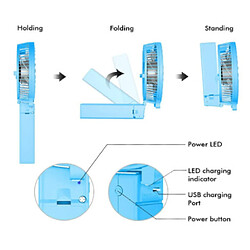 Acheter Mini Ventilateur Portatif, Ventilateur De Refroidissement De Table de Bureau Portatif Personnel Pliable, Rechargeable par USB (Bleu)