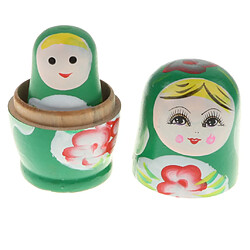 Avis 5pcs russe poupée gigogne babushka matryoshka poupées peintes à la main vert