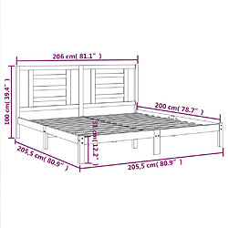 vidaXL Cadre de lit sans matelas marron miel 200x200cm bois pin massif pas cher