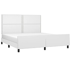 Avis Maison Chic Lit adulte - Cadre Structure de lit avec tête de lit Contemporain Blanc 180x200 cm Similicuir -MN51516