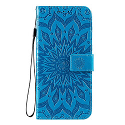 Wewoo Housse Coque Pour Galaxy A71 Sun Print de protection à rabat horizontal avec support et fentes cartes et portefeuille bleu