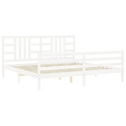 Maison Chic Lit adulte - Cadre Structure de lit avec tête de lit Contemporain blanc 200x200 cm bois massif -MN22046 pas cher