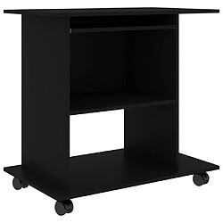 vidaXL Bureau d'ordinateur Noir 80x50x75 cm Bois d'ingénierie