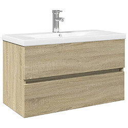 vidaXL Ensemble de meubles de bain 2pcs céramique et bois d'ingénierie