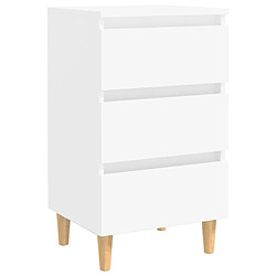 Avis Maison Chic Lot de 2 Tables de chevet avec pieds en bois - Tables de Nuit Blanc 40x35x69 cm