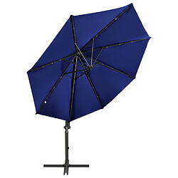 Avis vidaXL Parasol de jardin en porte-à-faux et mât et lumières LED