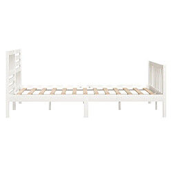 Maison Chic Lit adulte - Lit simple Cadre de lit,Structure du lit Contemporain Blanc Bois massif 140x190 cm -MN10158 pas cher