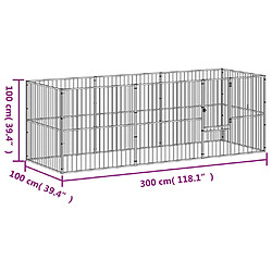 vidaXL Parc pour chien 8 panneaux noir acier galvanisé pas cher