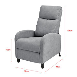 Avis Helloshop26 Fauteuil relaxant avec dossier inclinable et repose-pieds housse textile gris clair 03_0005213