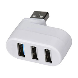 Concentrateur 3 ports rotatif à 180 degrés usb 3.0 + 2 usb 2.0 séparateur d'adaptateur blanc