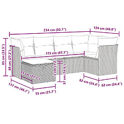 vidaXL Salon de jardin 6 pcs avec coussins gris résine tressée pas cher