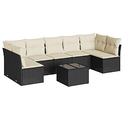 Maison Chic Ensemble Tables et chaises d'extérieur 8 pcs avec coussins,Salon de jardin noir résine tressée -GKD986185