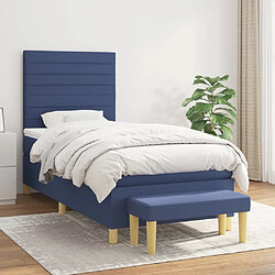 Maison Chic Lit adulte- Lit + matelas,Sommier à lattes de lit avec matelas Bleu 90x190 cm Tissu -GKD36962