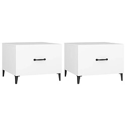 Maison Chic Ensemble de 2 tables basses avec pieds en métal,Table Console pour salon Blanc 50x50x40 cm -MN18888