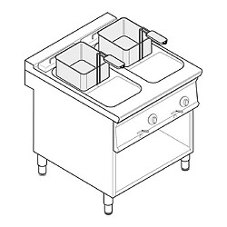 Friteuse Electrique sur Placard Ouvert - 2 x 8 Litres - Commandes Mécaniques - gamme 700 - Tecnoinox