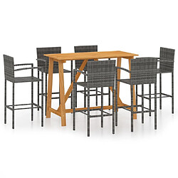 Maison Chic Table de bar et chaises d'extérieur 7 pcs,Ensemble de bar de jardin pour relax Gris -GKD503783