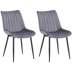 Decoshop26 Lot de 2 chaises de salle à manger design moderne avec pieds en métal noir assise en velours gris 10_0001743