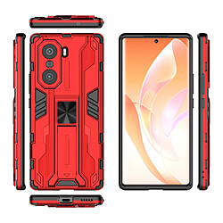 Coque en TPU antichoc, double couche avec béquille rouge pour votre Honor 60