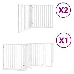 vidaXL Barrière pour chien porte pliable 8panneaux blanc bois peuplier