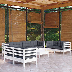 vidaXL Salon de jardin 9 pcs avec coussins bois de pin massif