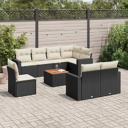 Maison Chic Ensemble Tables et chaises d'extérieur 9 pcs avec coussins,Salon de jardin noir résine tressée -GKD846564