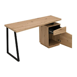 Acheter Vente-Unique Bureau GOTAMA - 1 tiroir et 1 porte - MDF et acier - Chêne et noir