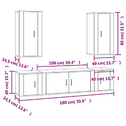 vidaXL Ensemble de meubles TV 5 pcs Blanc brillant Bois d'ingénierie pas cher