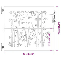 vidaXL Portail de jardin 85x75 cm acier corten design de bambou pas cher