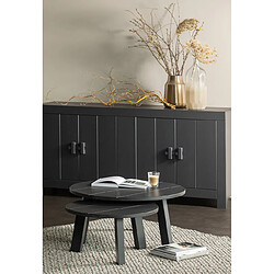 Pegane Buffet de 4 portes en pin massif coloris noir mat - Hauteur 85 x Longueur 177 cm x Profondeur 46 cm pas cher