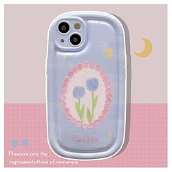 GUPBOO Étui pour iPhone13ProMax Peinture à l'huile lune tulipe étui de téléphone portable japonais et coréen doux