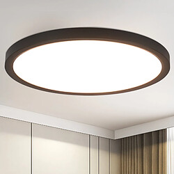 NETTLIFE Plafonnier LED Plat Noir 4000K Chambre 24W Salle de Bain Couloir Ronde pour Cuisine