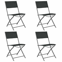 Maison Chic Lot de 4 Chaises d'extérieur,Fauteuil jardin pliables Noir Acier et textilène -GKD36915