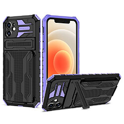 Coque en TPU antichoc avec porte-cartes détachables violet pour votre Apple iPhone 12 6.1 pouces