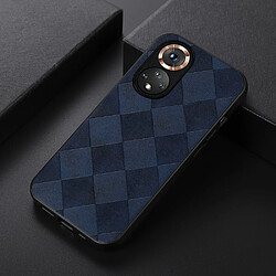 Coque en TPU + PU anti-rayures, texture quadrillée bleu pour votre Honor 50