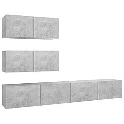 vidaXL Ensemble de meubles TV 4 pcs Gris béton Bois d'ingénierie