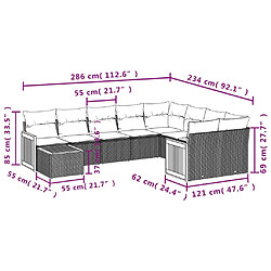 Avis Maison Chic Salon de jardin avec coussins 10 pcs | Ensemble de Table et chaises | Mobilier d'Extérieur beige résine tressée -GKD91000