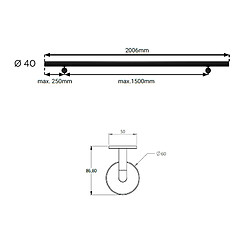 Avis Kordo OPALU - Kit main courante murale en aluminium + supports de fixation