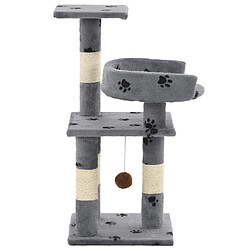 Avis Helloshop26 Arbre à chat griffoir grattoir niche jouet animaux peluché et sisal 65 cm empreintes de pattes gris 3702057