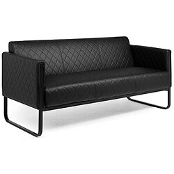 Canapé lounge ARUBA BLACK châssis noir simili-cuir 3 places noir hjh OFFICE