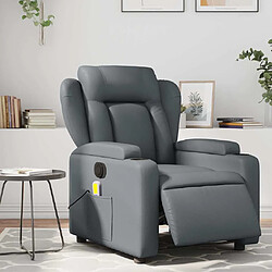 vidaXL Fauteuil de massage inclinable électrique gris similicuir