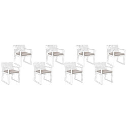 Beliani Lot de 8 coussins taupes pour chaises SASSARI