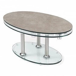 Inside 75 Table basse DOUBLE CÉRAMIQUE GREY couleur gris à plateaux pivotants en verre 