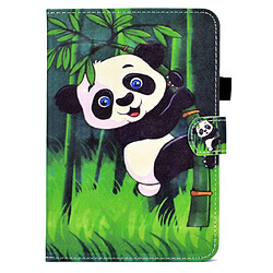 Etui en PU ligne de couture avec support et porte-cartes panda et bambou pour votre Apple iPad mini (2021)