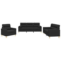 Maison Chic Ensemble de canapés 3 pcs avec coussins, Canapé droit Sofa pour Salon noir tissu -GKD451334