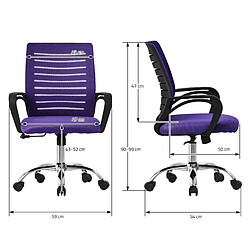 ML-Design Chaise de bureau gaming ergonomique violet pivotante 360° maille respirante pas cher